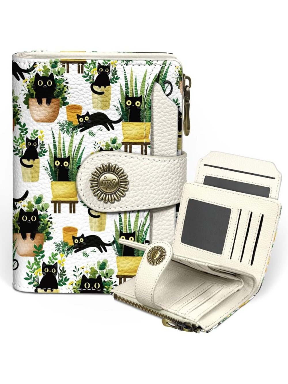 Cute Cat Bifold Wallet for Women | RFID Blocking Small Credit Card Holder